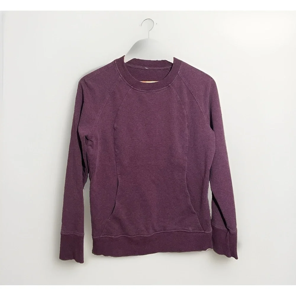 Lululemon Back To It Crew Sweatshirt Size 6 Long Sleeve Kangaroo Pocket Purple